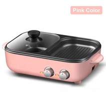 멀티쿠커 다기능 전기 조리기 냄비 바베큐 그릴 철판 계란 오믈렛 프라이팬 스토브 크레이프 오븐, [07] Two knob Pink, [04] AU