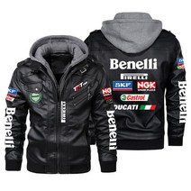 남자 소가족 코트 후드집퍼 긴발 추위 보호 오토사이클외투, 브라운