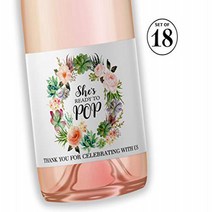 Succulents Baby Shower Mini Champagne Labels ● SET of 18 ● She’s Ready To POP Labels Thank You for, 1