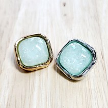20mm 사각펄 보석단추 모음 1개, 그린펄, 백금도금