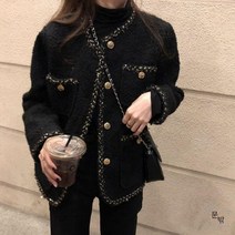 노카라트위드자켓 반코트 크롭 트위드 정장 니트 블랙