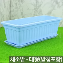 베란다 채소밭 텃밭 화분 + 받침 세트(1P) - 채소 상자 실내 예쁜 분갈이 상추 인테리어 사각 꾸미기 쌈채소 플분 플라스틱, 04_SEIN_베란다세트_블루(대형)