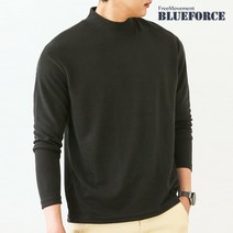 블루포스 남성용 슬리릿 반폴라 티셔츠 루즈핏 목폴라 긴팔티 빅사이즈 커플룩 단체복