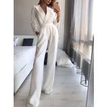 플리츠 점프 수트 골프 점프수트여성용 긴 소매 점프 슈트 칼라 단색 다리 바지 우아함 패션 의류 바디
