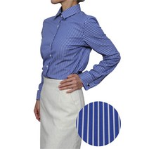 여성 셔츠 여성 셔츠 더블 커프스 셔츠 드레스 셔츠 긴 소매 y 셔츠 세련된 블라우스 일본제 긴 소매 셔츠 비즈니스 셔츠 사무실 스트라이프 블루 블루 고급 비즈니스 OL 면 100 % 비즈니스 셔츠 긴 소매 사무실 캐주얼