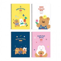 학생 스프링노트 3줄 과목 판촉물 선물 댄싱 베어 RON 학용품 영어 노트8개 학교DV+64790EA, 댄싱베어 3줄영어노트(8개)