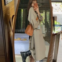 DFMEI 트렌치코트 여중 롱 초봄 가을 코디 캐주얼 작은 키 웨스트외투를 꾸미다