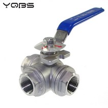 YQBS SS304 스테인레스 스틸 볼 밸브 NPT 암나사 3/4 1/2 T L 포트 3 3 방향, 01 1/2