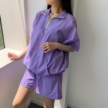 미소클로젯 오버핏 아노락 여름 트레이닝 세트(반팔+반바지)