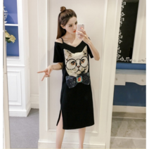 밀크봉봉 여성 반팔 미디움 슬림 빅사이즈 원피스