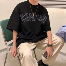 시밀러룩 미국식 자수 240그램 파운드면 T셔츠남성 생하계 시크한스타일 트렌드 커플 루즈핏 oversize반팔
