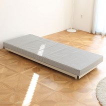 무인도 바닥침대 철제침대 1층침대 싱글침대 기숙사 원룸, 프레임(블랙)-스트라이프천