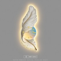 고급벽시계 LED 벽 램프 깃털 크리에이티브 침실 침대 옆 복도 거실 그림, 10.B - 58x160cm