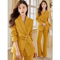 한스마켓 앞버튼 주름 여성 컬러 정장자켓 투피스세트 무대의상