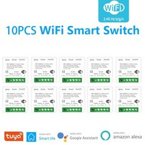 Tuya-미니 Wifi 스마트 스위치 16A 차단기 홈 오토메이션 기기 모듈 차단 시간 설정 음성 제어 Alexa Google Home, [06] Ten Pcs(16A)