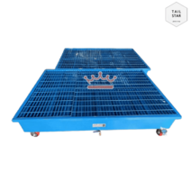 이동식 드럼통 거치대 선반 기름받이 누수방지 트레이 거치대, 육통트레이1800X1250X240풀리