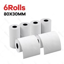 라벨프린터 페이지라벨기 열전사 POS 영수증 프린터 용지 10 롤 80x30mm 인쇄 라벨 빌 등록 상점 슈퍼마켓 약국 사무실 문구, 6Rolls 80x30mm