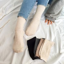 코코로맨틱 남녀공용 파스텔톤 골지 중목 긴양말