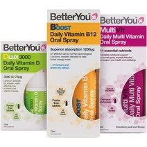 임산부비타민D 키즈 유기농비타민D BetterYou 컴플리트 웰 팩 비타민 B12 DLux3000 MultiVit 스프레이 3팩, 단일수량, 단일개당 용량/중량/정