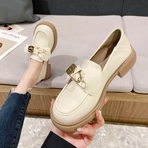 옥스포드 통굽 소프트 레더 솔리드 로퍼 빅사이즈