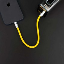 Apple 휴대폰 및 Android에 적합한 보조베터리 15cm 단기 맞춤형 슈퍼 소프트 실리콘 더블 Typec 데이터 케이블, 불꽃 오렌지 0.15m