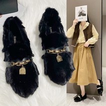리안 여성용 모직 가을 및 겨울용 슬립온