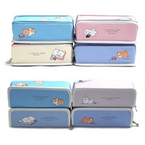 달콩팬시 이리눕개 180도 오픈 사각필통, 블루