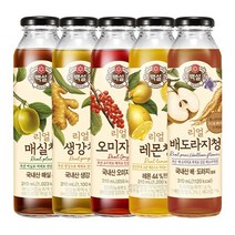CJ 백설 리얼청 5종 모음 [매실/생강/오미자/레몬/배도라지청], 상세설명 참조, 03. 백설 리얼 오미자청 310ml X 3개