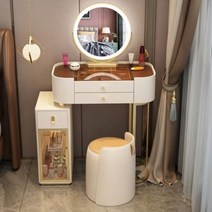 남쪽나무 수납 화장대세트 북유럽 화장대 주니어 서랍장 입식미니 수납 엔틱, 80CM 글라스 데스크톱, 화장대+캐비닛+거울+의자C, 화이트