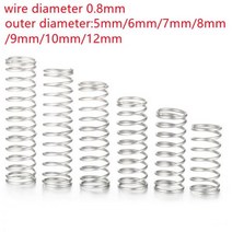 20 개/ 0.8mm 스테인레스 스틸 스프링 OD 5mm/6mm/7mm/8mm/10mm 길이 10mm ~ 50mm, 6mm, 15mm