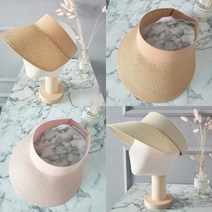 [앙상블] 코튼 밴드 밀짚 썬캡 모자 챙 자외선 왕골 라피아 선캡 여름 찍찍이