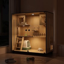 펫빌라 고양이아파트 원목 켓 케이지 사옥 호텔장, 1세트, 150 x 60 x 60cm 월넛