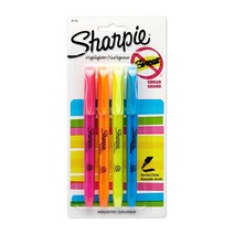 SHARPIE 포켓 스타일 하이라이터 끌 팁 다양한 색상 4개(1팩)