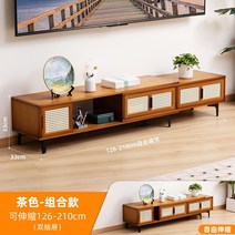 북유럽 원목 거실장 엔틱 TV 붙박이장 TV장 TV다이 캐비넷 캐비닛 수납장 서랍장 장식장 나무 대리석 TV 현대, 브라운 126-210cm 길이조절가능, 조립하기