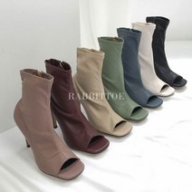 [래빗토] AD3002 가을 비비드 모던 시크 스퀘어 스티치 오픈토 스판 9cm 앵클부츠힐 (7color)