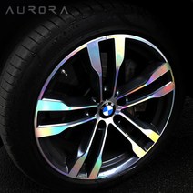 [데코]BMW X6 튜닝 용품 스티커 휠 홀로그램 스티커 차량용품, BMW X6 휠 20인치 전용, 20인치_유광블랙, 1개