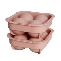 1+1 실리가든 왕볼 실리콘 얼음트레이 원형 4구 빅볼파스텔, 피치핑크(2P)