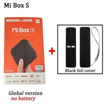 샤오미-Mi TV 박스 S 4K HDR 안드로이드 TV 8.1 울트라 HD 2G 8G 와이파이 구글 크롬캐스트 셋톱박스, Eu 플러그_Add BLACK full cover