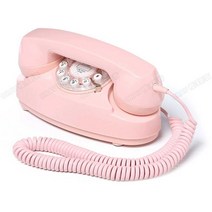 옛날 전화기 다이얼식 빈티지 인테리어 유선 레트로, 핑크