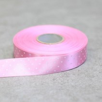 핑크 작은하트-공단리본 25mm 50마 롤단위