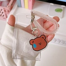 포카홀더 바인더 키링 아크릴 투명 3 인치 Photocard 사진 홀더 카드 문구 용품, bear