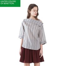 [베네통] 오프숄더 스트라이프 블라우스_BABL67831