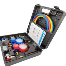 자동차 에어컨 압력 측정기 세트 R22 R-410A R-134a 공압 게이지 용 매니폴드 호스 어댑터 R-404A, [01] Black