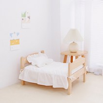 미스터댕댕 반려동물 원목 인테리어 강아지 고양이 침대, 화이트 침구세트만