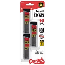 Pentel 슈퍼 하이 폴리머 샤프심 HB 05mm 3튜브, 0.5 mm, Standard Packaging