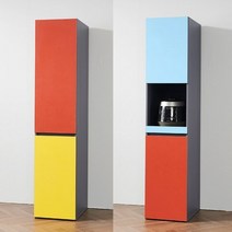 컬러 광폭 도어+밥솥 수납장 세트 400, 레드옐로우_화이트레드