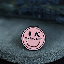 오케이 스마일 골프 볼마커 볼마크 골프마커 자석클립, PINK