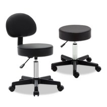 고급형 스테인레스 스틸 가스실린더 원형 등받이 회전 스툴미용 보조의자 병원 관리실 마사지, 02 원형 의자(등받이X)_블랙