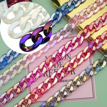 가방 아크릴 체인 가방 체인 숄더 스트랩 탑핸들 에어팟 키링, 투명핑크