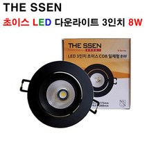 THE SSEN 초이스 LED 3인치 8W COB 블랙 직회전, 주백색